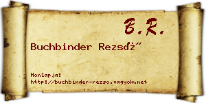 Buchbinder Rezső névjegykártya